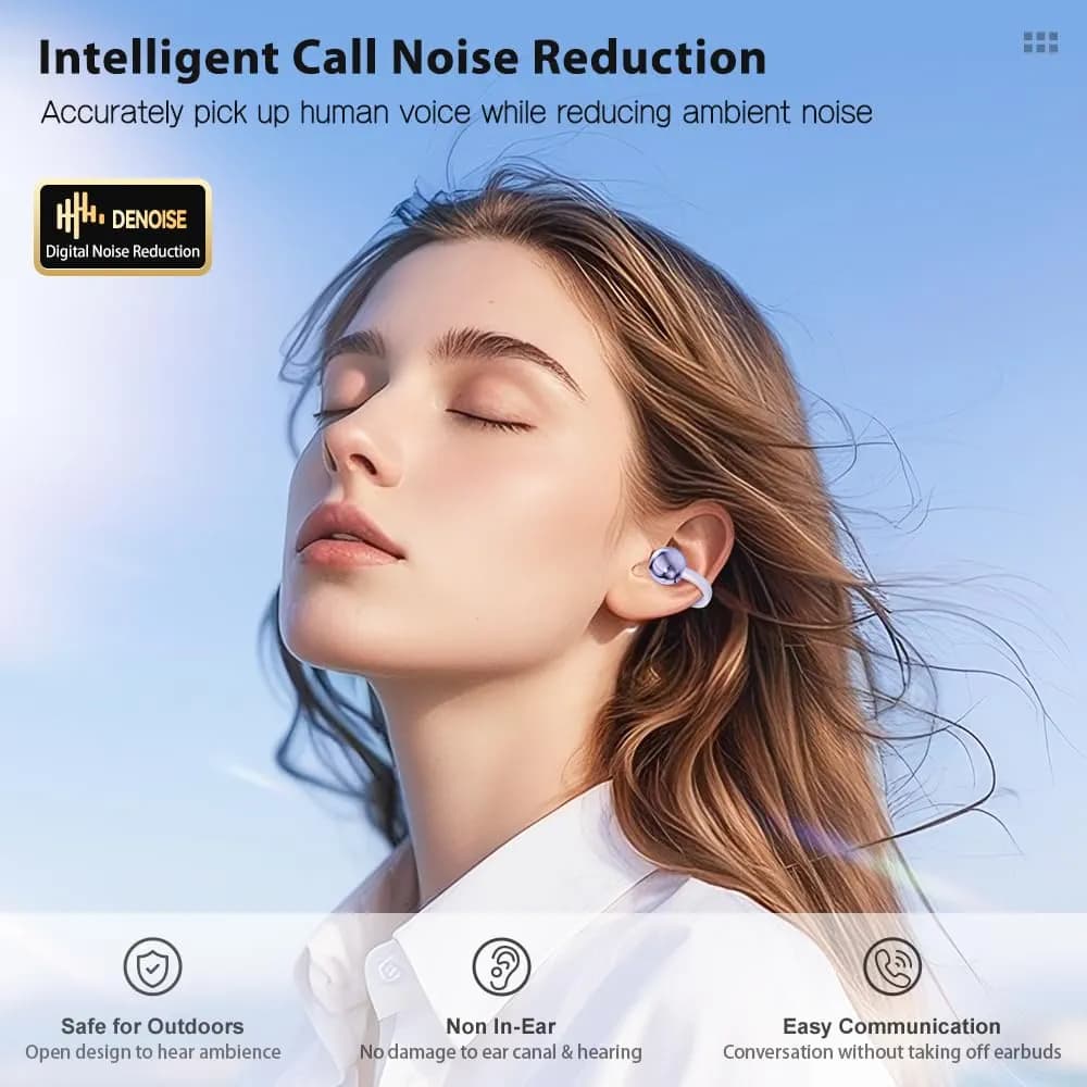 Ear Earbuds Clip-On Earphones Wireless Headphones